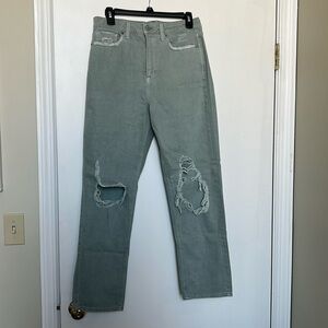 American Eagle sage green mom straight jeans. Size 8 regular